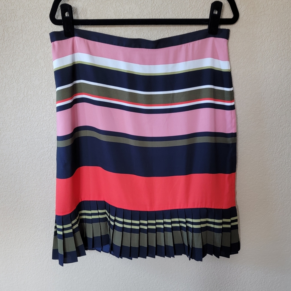 Ann Taylor Fluted Hem Striped Skirt, Size 14